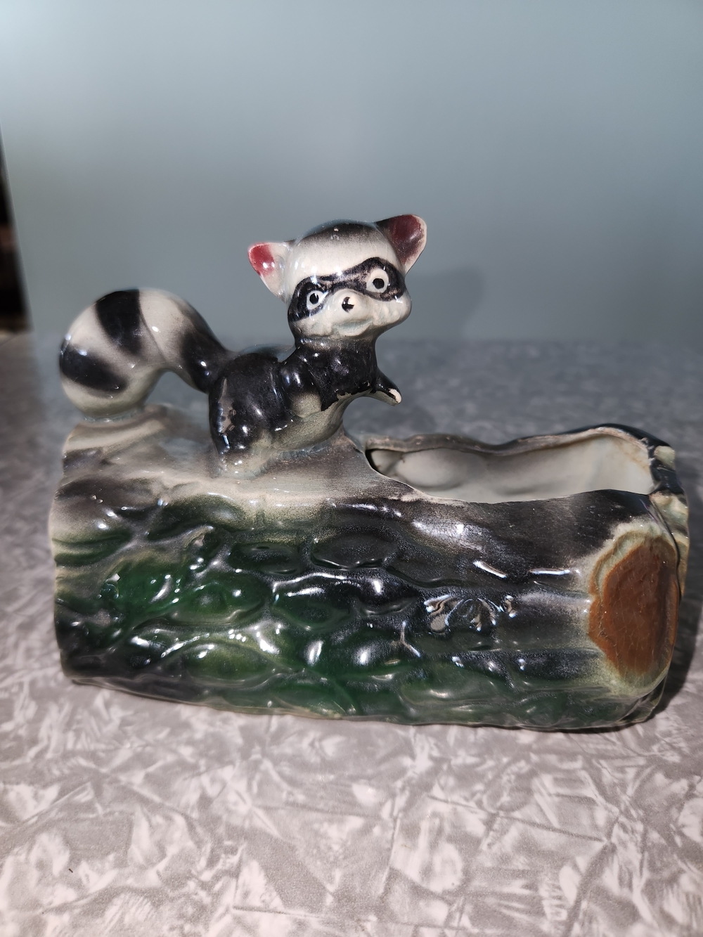 Black and White Raccoon Ceramic Planter - Decorative Home Accent - Picture 2 of 12